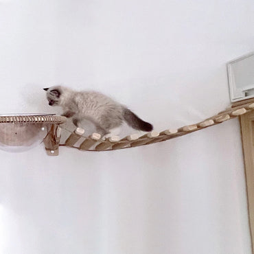 39.4" Cat Bridge for Cage Sisal Rope Ladder Wooden Pet Furniture Kitten Step Scratcher Toys Scratching Post Tree Cat Accessories