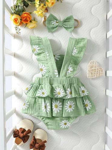 Baby's Lovely Cute Girls Summer Sleeveless Printing Daisy Japan&Korean Jumpsuits