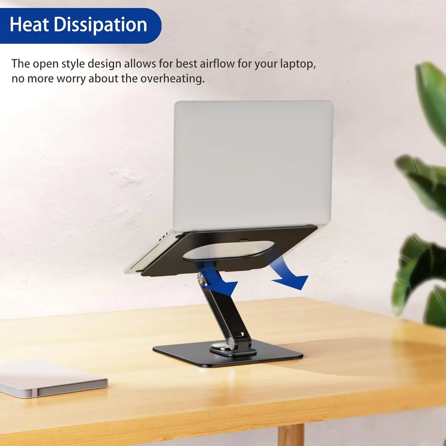 360 Rotating Laptop Stand, Ergonomic Adjustable Riser Holder for 10-15.6" Notebooks Compatible with Air, Pro, Dell, HP