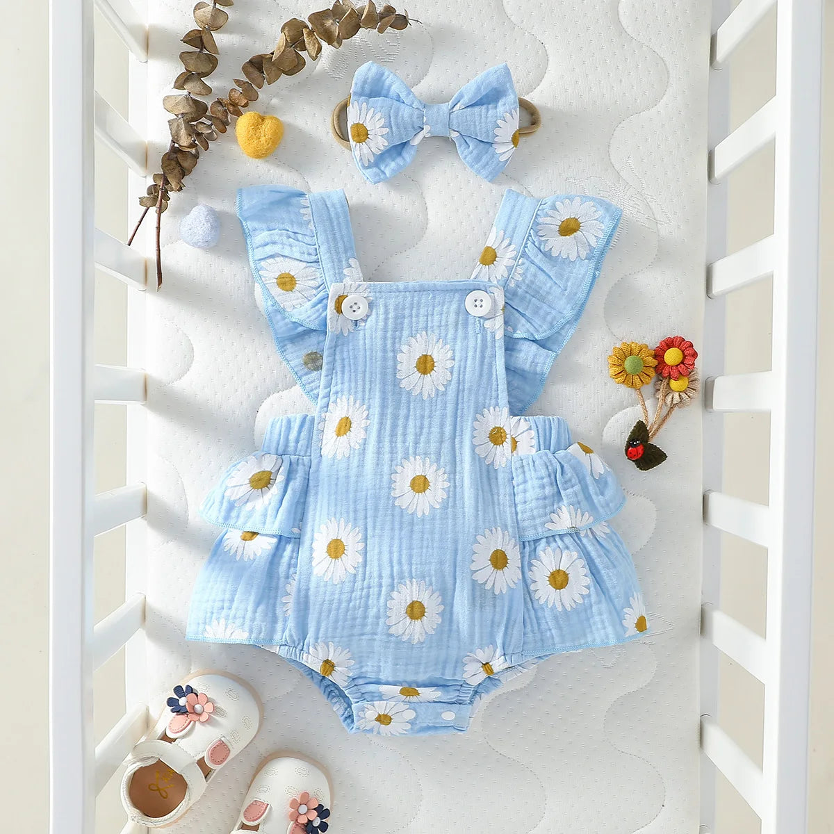 Baby's Lovely Cute Girls Summer Sleeveless Printing Daisy Japan&Korean Jumpsuits