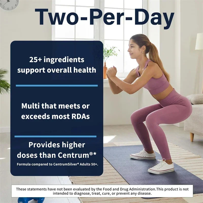 Two-Per-Day Multivitamin Supplements - Heart Health Supports Shiny Hair and Healthy Skin, Support Immune Function - 120 Capsules