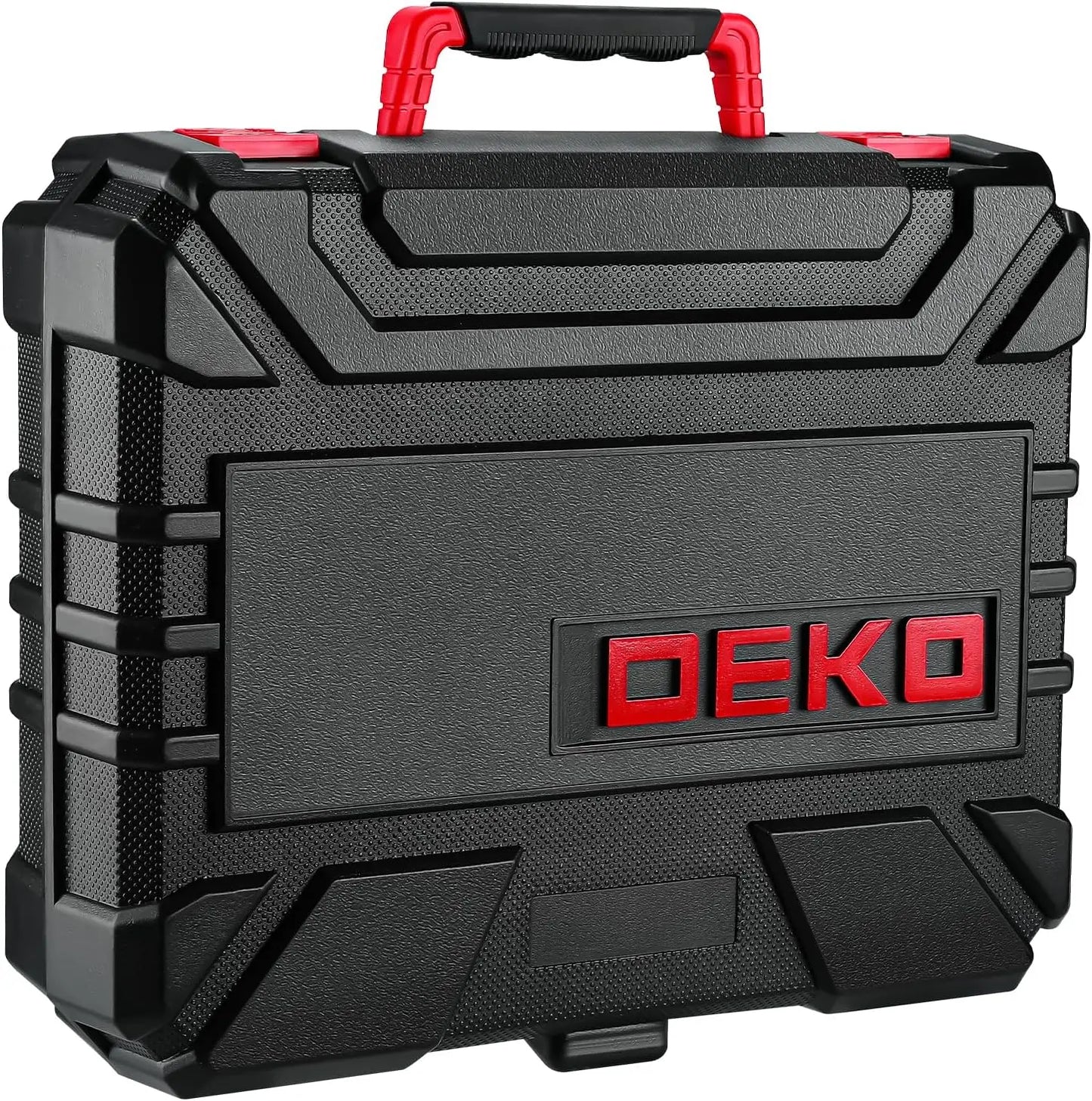 DEKO Drill Set Tool Set with 8V Red Cordless Drill, Home Tool Kit with Drill, Hand Tool Kits for Women 126 Piece