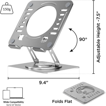 Adjustable Swivel Laptop Stand with 360 Rotation, Portable Desk Holder for Home Office Ergonomic Supplies