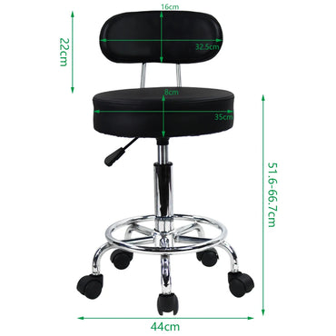 KKTONER PU Leather Rolling Stool Mid-Back with Footrest Height Adjustable Office Computer Home Drafting Swivel Task Chair