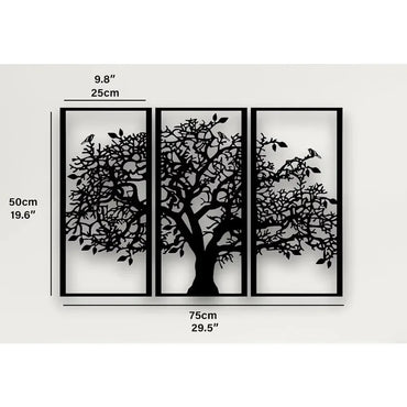 3Pcs Family Tree Metal Wall Decor – Tree of Life Iron Art. Modern 3D Wall Art for Home, Bedroom, and Living Room Decoration.