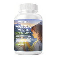 WINYEL Yerba Mate Capsules  75mg Natural Caffeine Per Capsule  Natural Plant-Based Energy & Focus Support  Supports Mental Clarity & Digestive Wellness Gut Health  60 Capsules