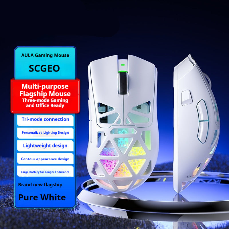 Wireless Three-mode Mouse Hollowed-out E-sports Office Gaming Desktop