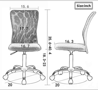 Ergonomic Desk Chair, Mid Back Mesh Chairs, Height Adjustable Office Chair, Home Office Modern Task Computer Chairs, No Armrest