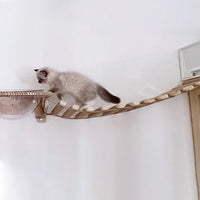 39.4" Cat Bridge for Cage Sisal Rope Ladder Wooden Pet Furniture Kitten Step Scratcher Toys Scratching Post Tree Cat Accessories