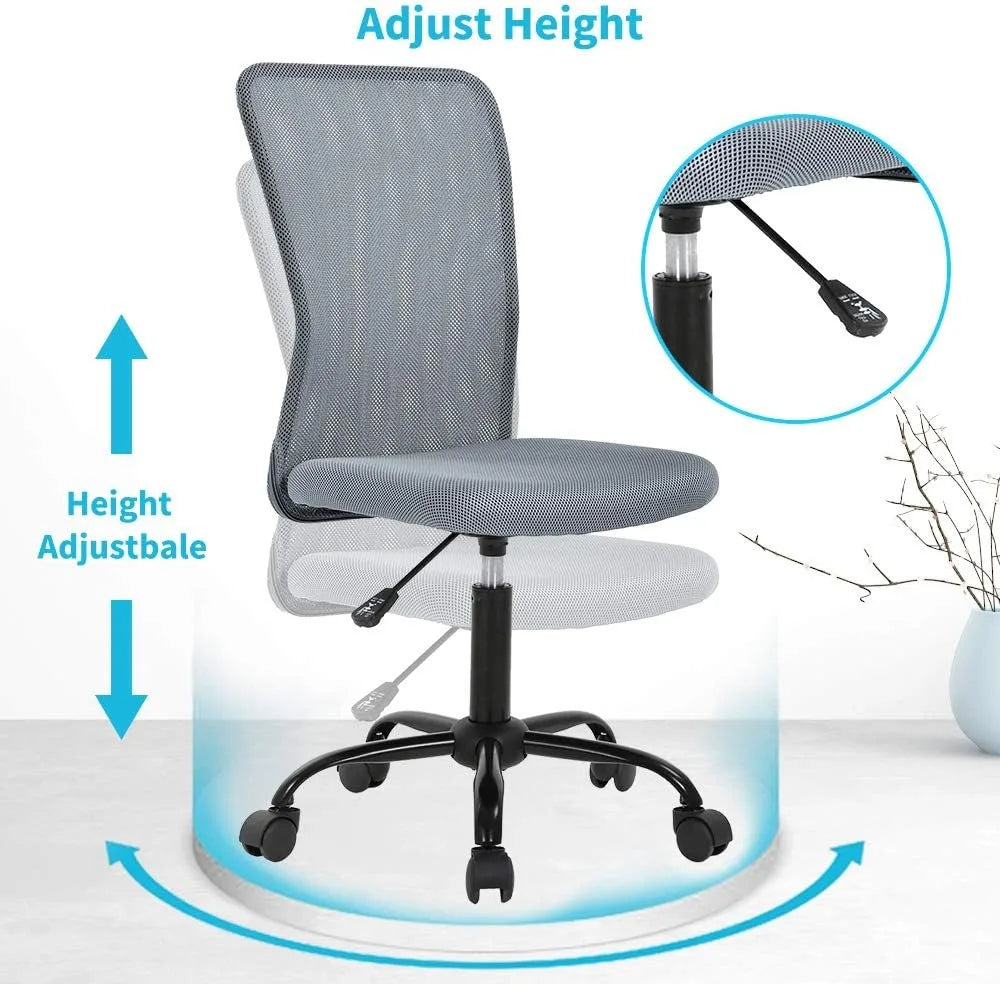 Ergonomic Desk Chair, Mid Back Mesh Chairs, Height Adjustable Office Chair, Home Office Modern Task Computer Chairs, No Armrest