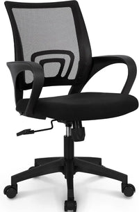 NEO CHAIR Black Mesh Gaming Office Chair Mid Back Lumbar Support Adjustable Height Swivel For Home Computer Desk Task