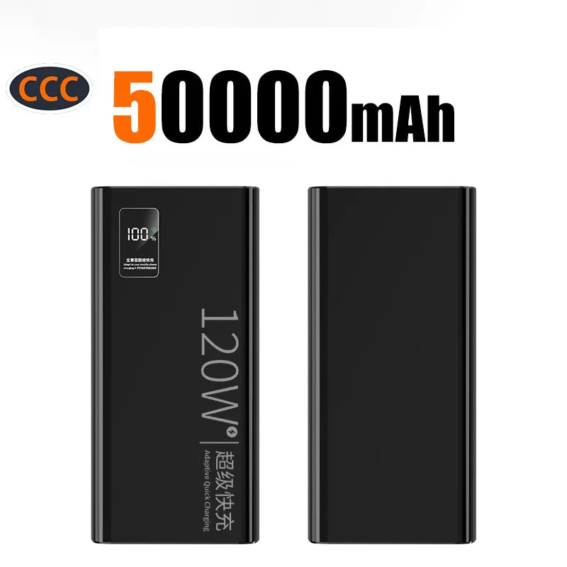 Oneplus 50000mAh High Capacity Power Bank120W Super Fast Charging Portable External Battery Powerbank For iphone Samsung Huawei