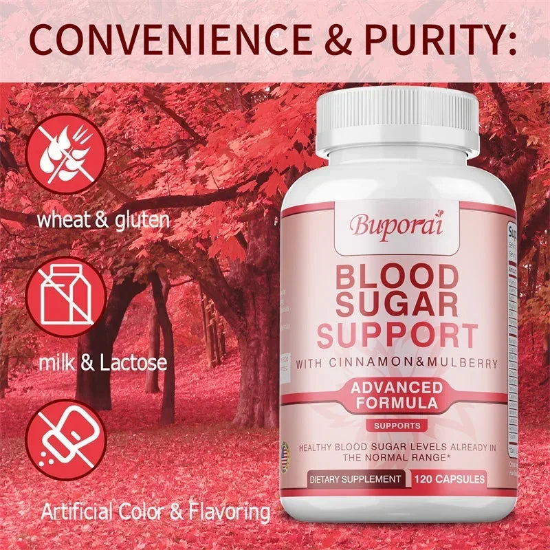 Blood Sugar Blend - Cardiovascular Support, Promote Blood Circulation, Enhance Immunity Supplement - 120 Capsules