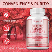 Blood Sugar Blend - Cardiovascular Support, Promote Blood Circulation, Enhance Immunity Supplement - 120 Capsules