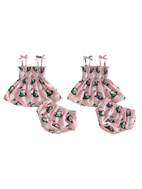 Toddler Girls Tank Top and Shorts Set Sleeveless Floral Print Camisole with Ruffle Hem Shorts Summer Outfit for Kids