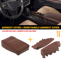 Leather Console Lid  Armrest & Door Panel Cover Brown For Toyota Avalon 2013-2018 Auto Interior Microfiber Leather Trim Cover