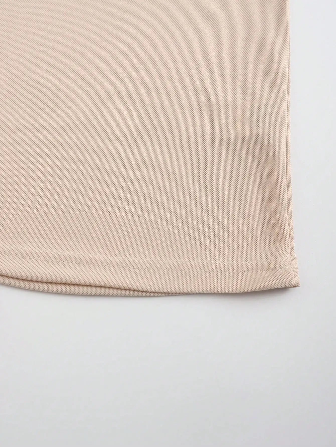 Men's Beige Mesh Polo Shirt with Contrast Brown Trim and Button Placket