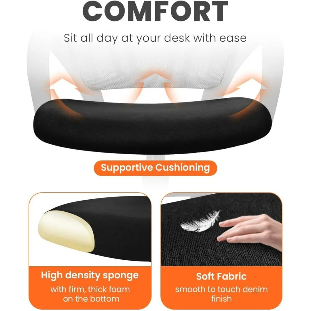 NEO CHAIR Black Mesh Gaming Office Chair Mid Back Lumbar Support Adjustable Height Swivel For Home Computer Desk Task