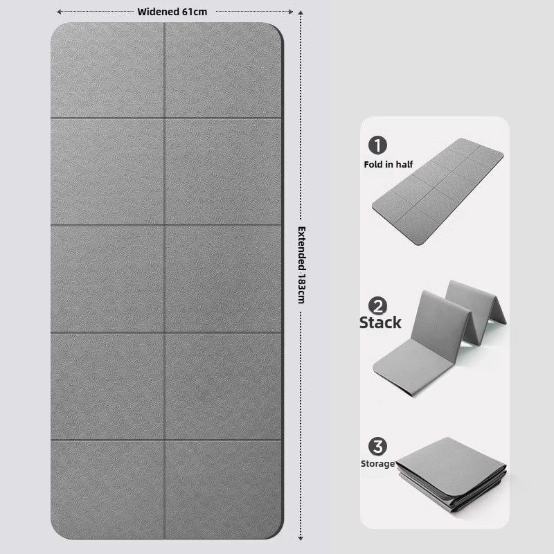 Eco-Friendly TPE Foldable Yoga Mat Double-Sided Non-Slip Travel Fitness Exercise Mat for Pilates and Floor Workouts