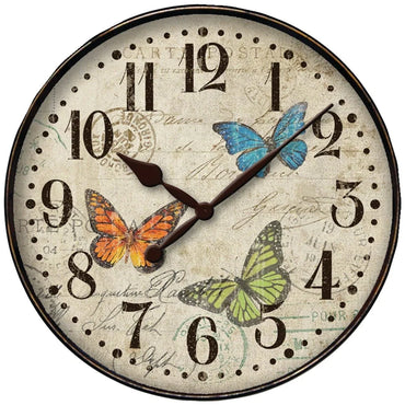 12 Inch Butterfly Wall Clock Quartz Movement Vintage Design Easy to Read Numbers Home Decor Timeless Classic Living Room Kitchen