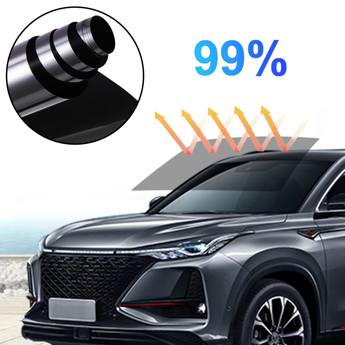 Nano Carbon Uncut Roll Window Tint Film 5% 15% 25% 35% VLT Car Home Office Glass Black Film Solar UV Windshield Sun Shade Roll