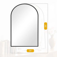 JHK 26"x38" Arched Metal Framed Mirror for Wall Matte Metal Framed Modern Dressing Mirror Tempered Glass Bedroom Living Room