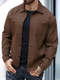 Men s Casual Shirt Jacket Regular Fit Solid Color Long Sleeve Button-up Tops Spring Fall Streetwear Fashion Outwear Coat
