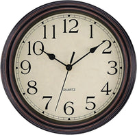 Retro Silent Non-Ticking Round Classic Clock Quartz Decorative Battery Operated Wall Clock for Living Room Kitchen Home Office 1