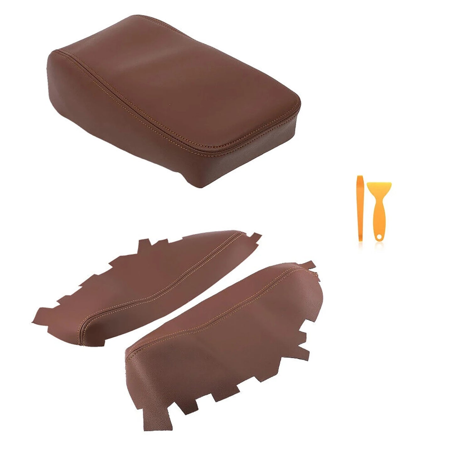 Leather Console Lid  Armrest & Door Panel Cover Brown For Toyota Avalon 2013-2018 Auto Interior Microfiber Leather Trim Cover