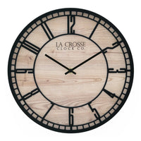 Contemporary 11.5 Inch Wall Clock Stylish Design Precise Quartz Movement Rustic Faux Wood Background Ideal Living Room