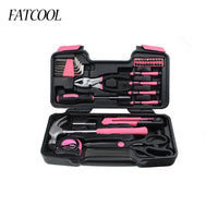 FATCOOL 39 Piece DIY Household Home Hand Tool Set Screwdrivers Pliers Hammer Wrenches Measure Tape Band Hard Storage Box