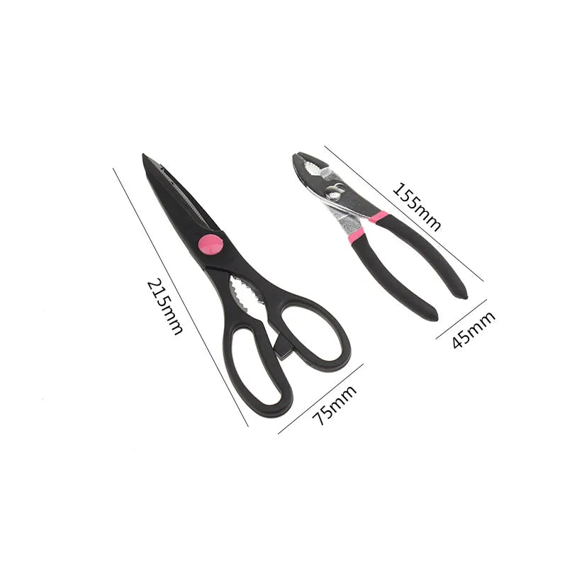 FATCOOL 39 Piece DIY Household Home Hand Tool Set Screwdrivers Pliers Hammer Wrenches Measure Tape Band Hard Storage Box