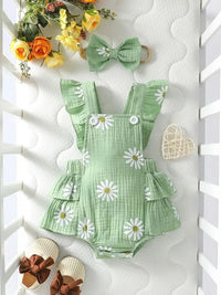 Baby's  Lovely Cute Girls Summer Sleeveless Printing Daisy  Japan&Korean Jumpsuits