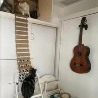 39.4" Cat Bridge for Cage Sisal Rope Ladder Wooden Pet Furniture Kitten Step Scratcher Toys Scratching Post Tree Cat Accessories