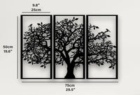3Pcs Family Tree Metal Wall Decor – Tree of Life Iron Art. Modern 3D Wall Art for Home, Bedroom, and Living Room Decoration.