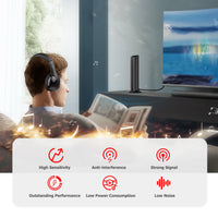 Wireless Headphone Emitter & Receiver Set FM Radio Computer TV Monitor Cordless Headphone Wired Headset with Microphone for TV L