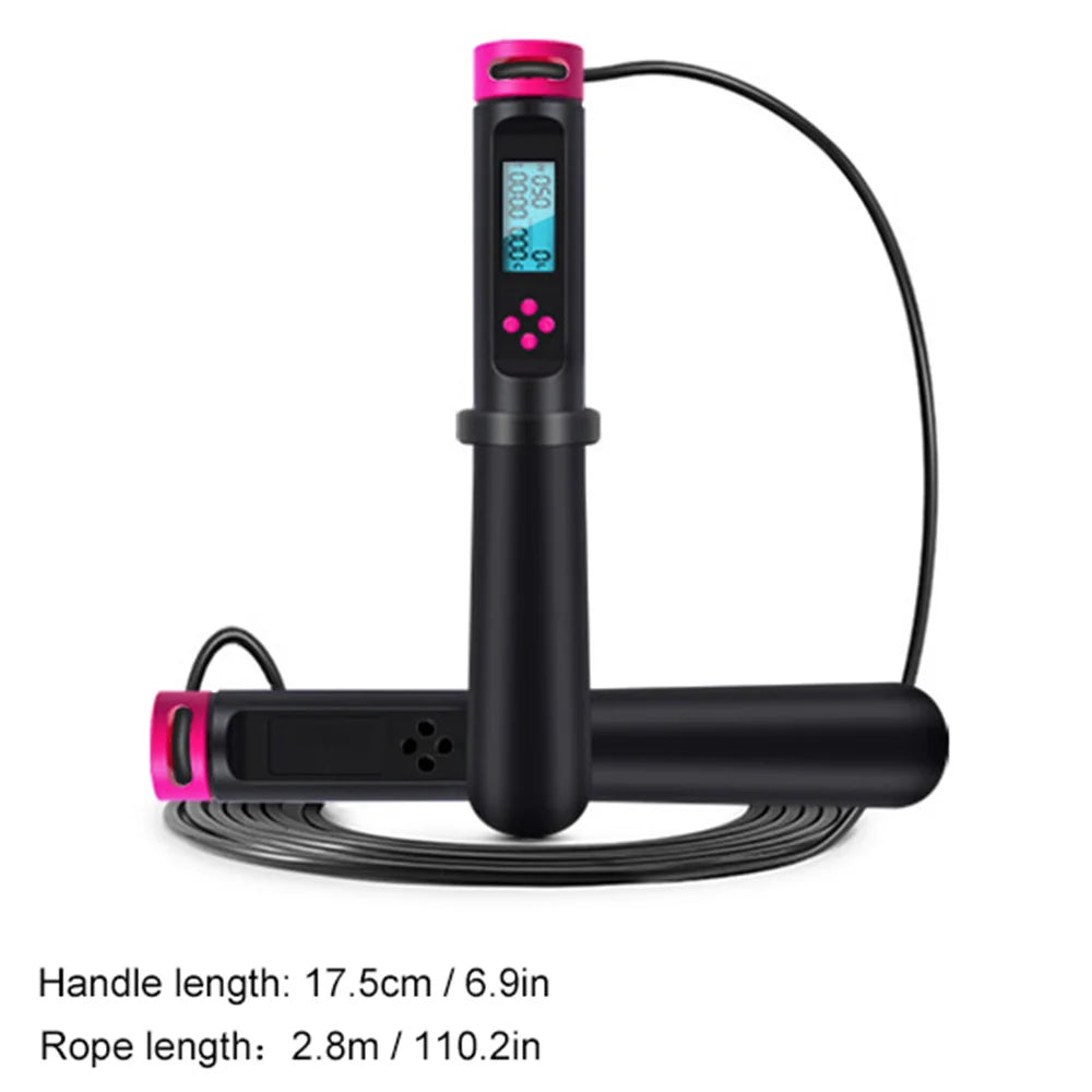 Fitness Skipping Rope Adjustable Digital LCD Counting Calorie Timer Weight Setting Jump Rope Exercise Training Gym Sports