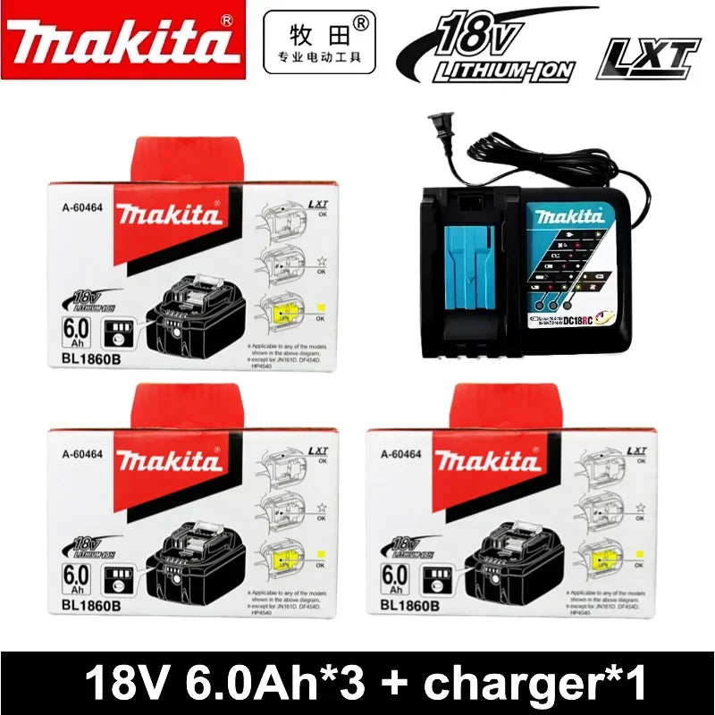 Makita 18V battery5.0Ah 6.0Ah power tool battery BL1860B BL1850B rechargeable battery for All Cordless Power Tool Accessories