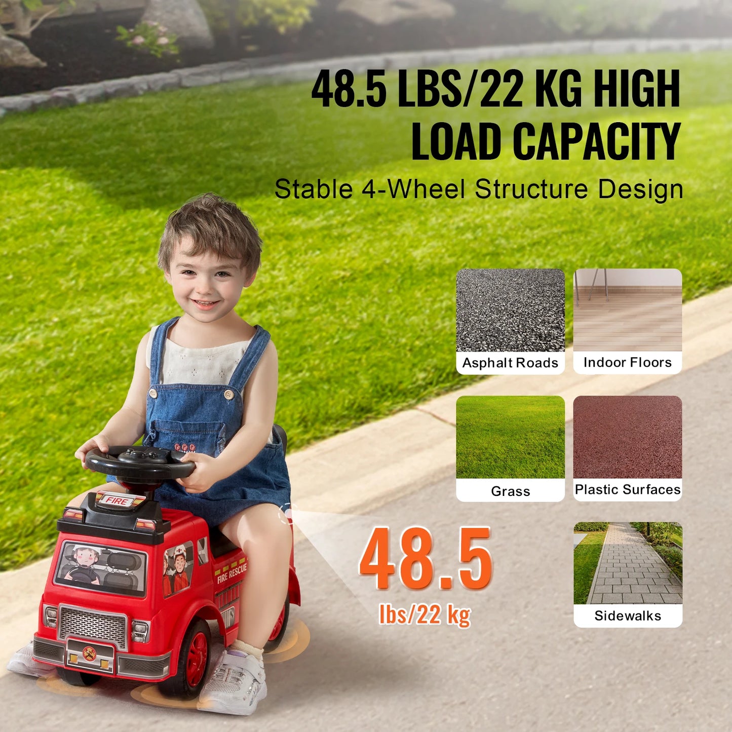 SucceBuy Ride On Push Car Kids Ride On Car with Music Steering Wheel & Under Seat Storage for Toddlers Ages 1-3 Ride Racer