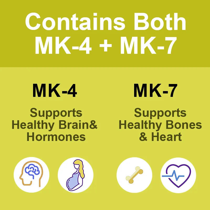 BEWORTHS Vitamin K2 Capsules Support Healthy Bones & Arteries Healthy Brain Cardiovascular Health Calcium Absorption non-GMO