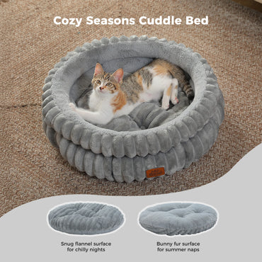 Dog Bed for Medium Dogs Cozy Cat Bed for Indoor Cats Washable Round Pet Bed House with Anti-Slip Bottom Suitable for All Seasons