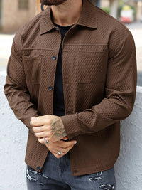 Men s Casual Shirt Jacket Regular Fit Solid Color Long Sleeve Button-up Tops Spring Fall Streetwear Fashion Outwear Coat