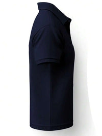 Men's Navy Blue Short Sleeve Polo Shirt with White Horse Silhouette, Casual Summer Wear