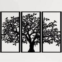 3Pcs Family Tree Metal Wall Decor – Tree of Life Iron Art. Modern 3D Wall Art for Home, Bedroom, and Living Room Decoration.