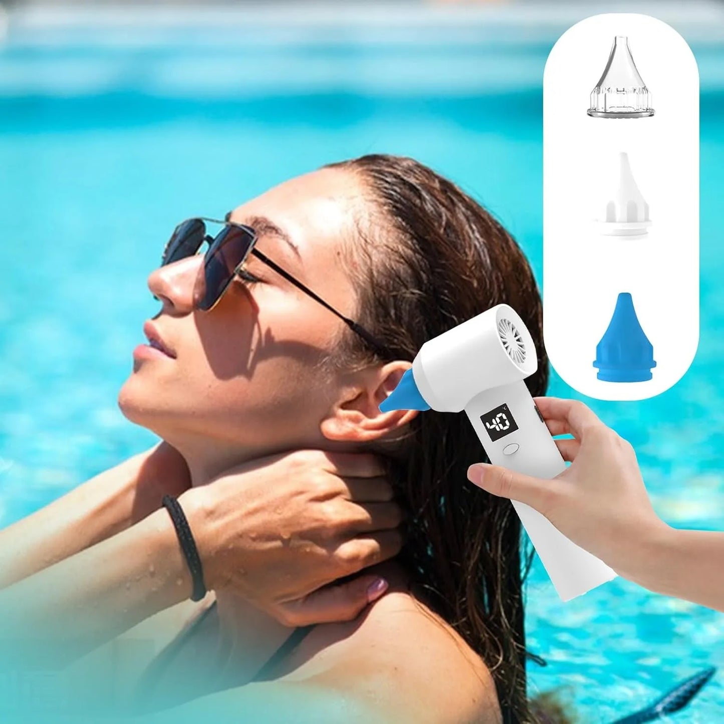 Ear Dryer Water Drying Aid 650nm Red Light Therapy Ear Fluid Remover for Swimmers, Ear Dryer, Sports Ear Blowing Device Ear Care