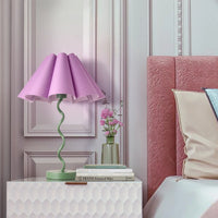 Purple Funky Table Lamp with Pleated Lamp Shape,  Sage with Purple Table Lamp Bedsidefor Nightstand, Living Room (Purple)