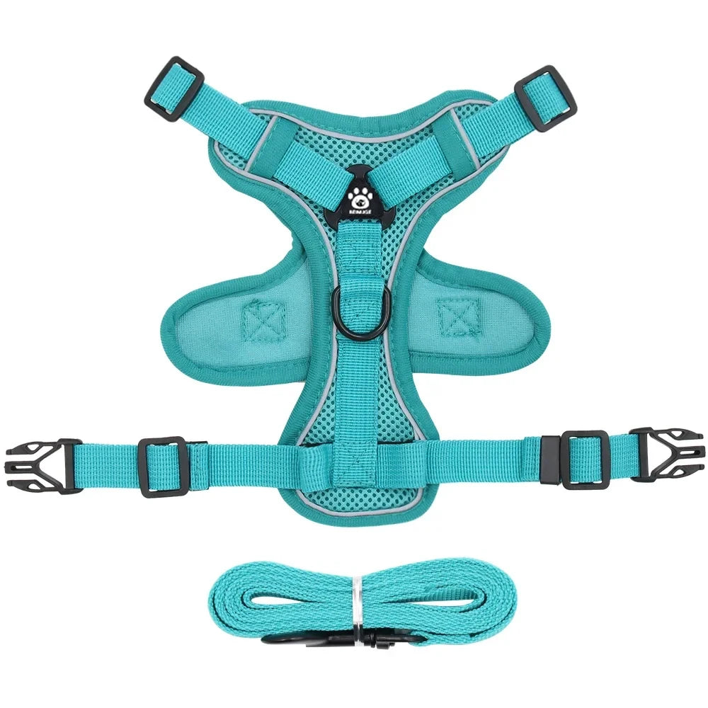 Fashion Reflective Cat Harness and Leash Sets Breathable Mesh Pet Harnesses for Small Dogs Cats Kitten Accessories collier chat