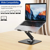 360 Rotating Laptop Stand, Ergonomic Adjustable Riser Holder for 10-15.6" Notebooks Compatible with Air, Pro, Dell, HP