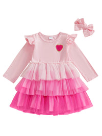 Adorable Baby Girls Valentine s Day 2 Piece Set with Heart Print Long Sleeve Top and Leggings Matching Headband Included
