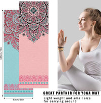 2-Pack Non-Slip Yoga Towel, 73'' x 25'' Soft Sweat-Absorbent Mat for Hot Yoga, Pilates, Gym - Pink & Blue